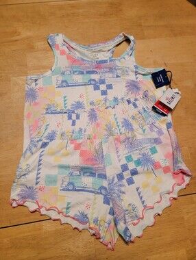 Limited Too Tank Top Short Sleepwear Set, Palm Tree Print, Multi Color, Large